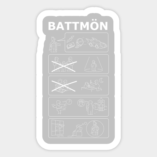 Battmön: IKEA origins (White Ink) Sticker by downersteve